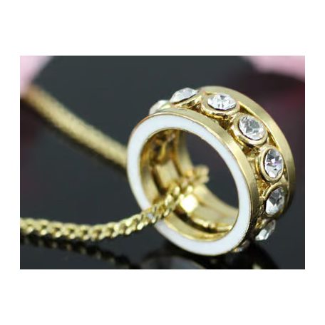 Gyűrűs nyaklánc arany bevonattal, áttetsző ausztriai kristállyal ( 0617.)