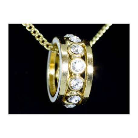 Gyűrűs nyaklánc arany bevonattal, áttetsző ausztriai kristállyal ( 0617.)