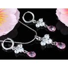 2 részes ékszerszett rózsaszín és áttetsző CZ kristályokkal (0002.)