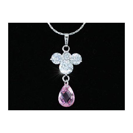2 részes ékszerszett rózsaszín és áttetsző CZ kristályokkal (0002.)