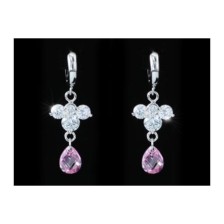 2 részes ékszerszett rózsaszín és áttetsző CZ kristályokkal (0002.)