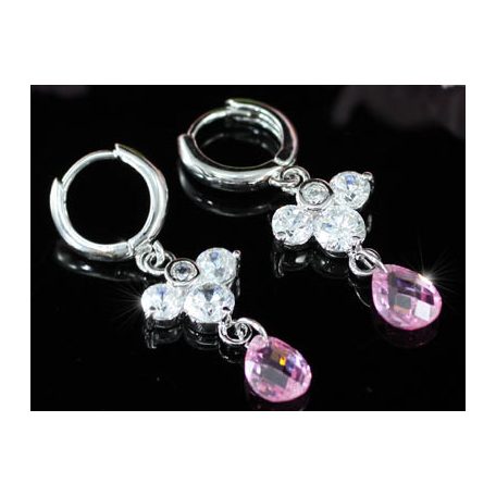 2 részes ékszerszett rózsaszín és áttetsző CZ kristályokkal (0002.)