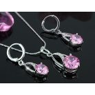 2 részes ékszerszett rózsaszín CZ kristályokkal (0005.)