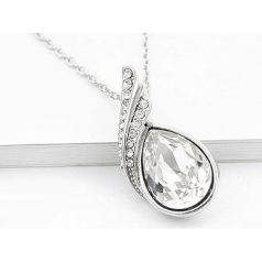   Esőcsepp nyaklánc fehérarany bevonattal, áttetsző ausztriai kristállyal (0161.)