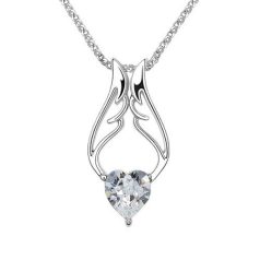   Angyalszárny - szív nyaklánc fehérarany bevonattal, áttetsző ausztriai kristállyal ( 0432.)