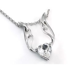   Angyalszárny - szív nyaklánc fehérarany bevonattal, áttetsző ausztriai kristállyal ( 0432.)
