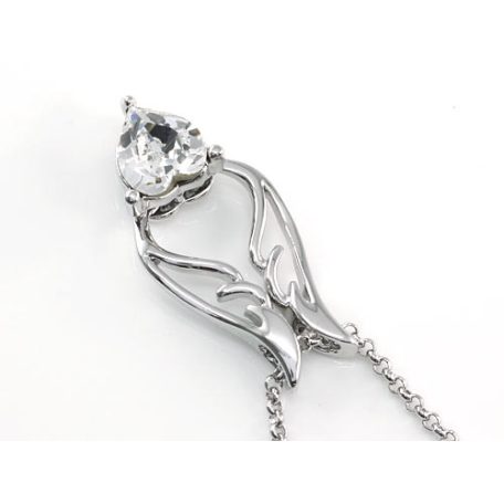 Angyalszárny - szív nyaklánc fehérarany bevonattal, áttetsző ausztriai kristállyal ( 0432.)