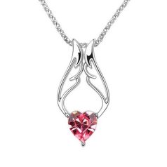   Pink angyalszárny - szív nyaklánc  fehérarany bevonattal, ausztriai kristállyal (0133.)