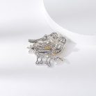 Arannyal és platinával bevont exkluzív madár pár bross CZ kristályokkal (0567.)