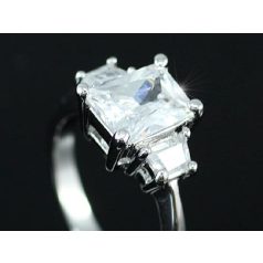   Fehérarannyal bevont "eljegyzési" gyűrű CZ kristályokkal #7 (0642.)