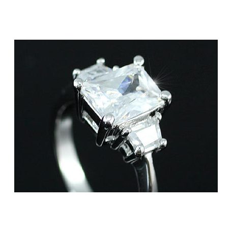 Fehérarannyal bevont "eljegyzési" gyűrű CZ kristályokkal #7 (0642.)