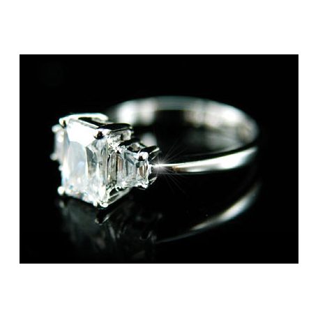 Fehérarannyal bevont "eljegyzési" gyűrű CZ kristályokkal #7 (0642.)