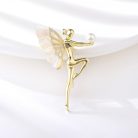 Arannyal bevont tündér bross áttetsző CZ kristályokkal, kagylóhéj díszítéssel (0989.)