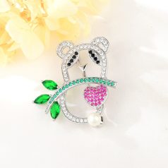 Panda + szív bross cirkónia kristályokkal (0100.)