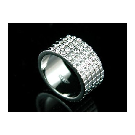 Fehérarannyal bevont karika gyűrű áttetsző ausztriai kristályokkal #7 (0633.)