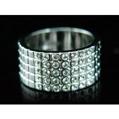   Fehérarannyal bevont karika gyűrű áttetsző ausztriai kristályokkal #7 (0633.)