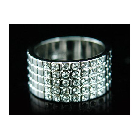 Fehérarannyal bevont karika gyűrű áttetsző ausztriai kristályokkal #7 (0633.)