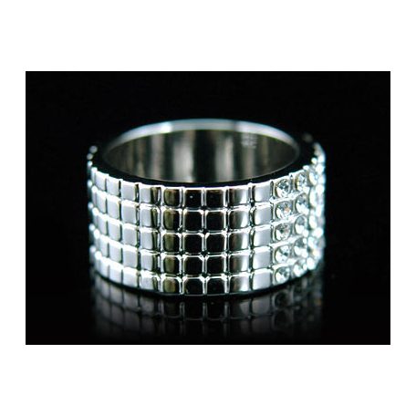 Fehérarannyal bevont karika gyűrű áttetsző ausztriai kristályokkal #7 (0633.)