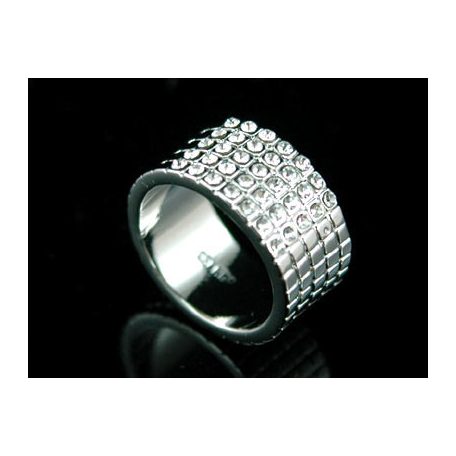Fehérarannyal bevont karika gyűrű áttetsző Swarovski kristályokkal #8 (0634.)