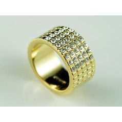   Arannyal bevont karika gyűrű áttetsző Swarovski kristályokkal #7 (0629.)