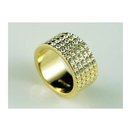 Arannyal bevont karika gyűrű áttetsző ausztriai kristályokkal #7 (0629.)