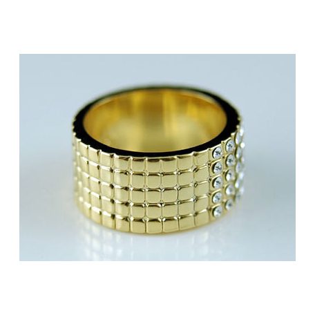 Arannyal bevont karika gyűrű áttetsző ausztriai kristályokkal #8 (0631.)