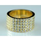 Arannyal bevont karika gyűrű áttetsző ausztriai kristályokkal #8 (0631.)