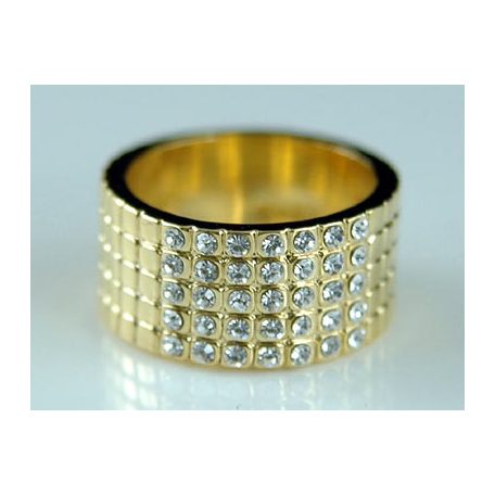 Arannyal bevont karika gyűrű áttetsző ausztriai kristályokkal #8 (0631.)