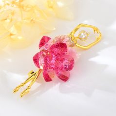   Arannyal bevont exkluzív balerina bross pink Swarovski kristályokkal (0597.)
