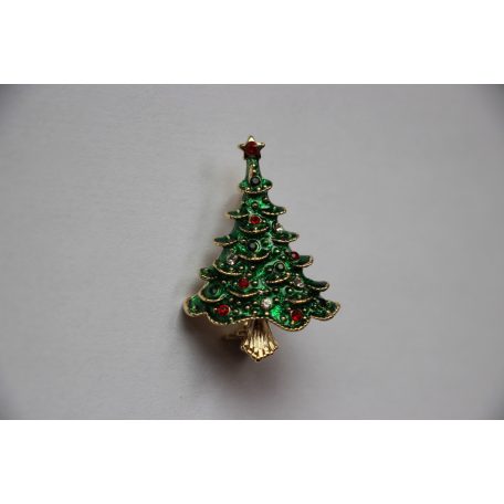 Kisméretű karácsonyfa bross cirkónia kristályokkal (0104.)