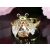 Arannyal bevont katicabogár gyűrű  borostyánszínű Swarovski kristállyal  (0883.)