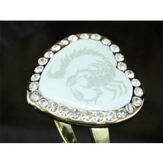   18k arannyal bevont szív gyűrű skorpió mintával, ausztriai kristályokkal #7 (0662.)