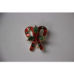   Arannyal bevont csillogó árpacukor bross áttetsző cirkónia kristályokkal (0529.)