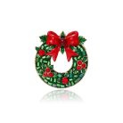 Karácsonyi koszorú bross arany bevonattal, cirkónia kristályokkal (0158.)