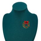 Karácsonyi koszorú bross arany bevonattal, cirkónia kristályokkal (0158.)