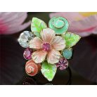 Arannyal bevont színes virágcsokor gyűrű ausztriai kristályokkal (0261.)