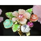 Arannyal bevont színes virágcsokor gyűrű ausztriai kristályokkal (0261.)