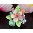 Arannyal bevont színes virágcsokor gyűrű ausztriai kristályokkal (0261.)