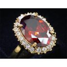 Arannyal bevont klasszikus gyűrű nagy rubinvörös ovális CZ kristállyal #7 (0103.)