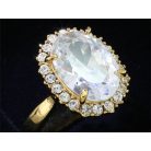 Arannyal bevont klasszikus gyűrű nagy ovális CZ kristállyal #7 (0596.)
