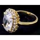 Arannyal bevont klasszikus gyűrű nagy ovális CZ kristállyal #7 (0596.)