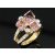 Arannyal bevont 3 kockás gyűrű rózsaszín Swarovski kristályokkal #7 (0874.)