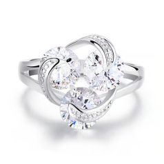   Fehérarannyal bevont 3,75 karátos csillogó gyűrű CZ kristállyal #7 (0640.)