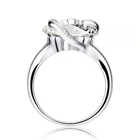 Fehérarannyal bevont 3,75 karátos csillogó gyűrű CZ kristállyal #7 (0640.)