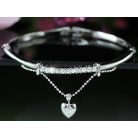 Fehérarannyal bevont szíves karperec ausztriai kristályokkal (0122.)