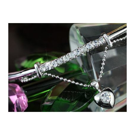 Fehérarannyal bevont szíves karperec ausztriai kristályokkal (0122.)