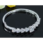 Fehérarannyal bevont 8,5 karátos szívfűzér karperec CZ kristályokkal (0120.)