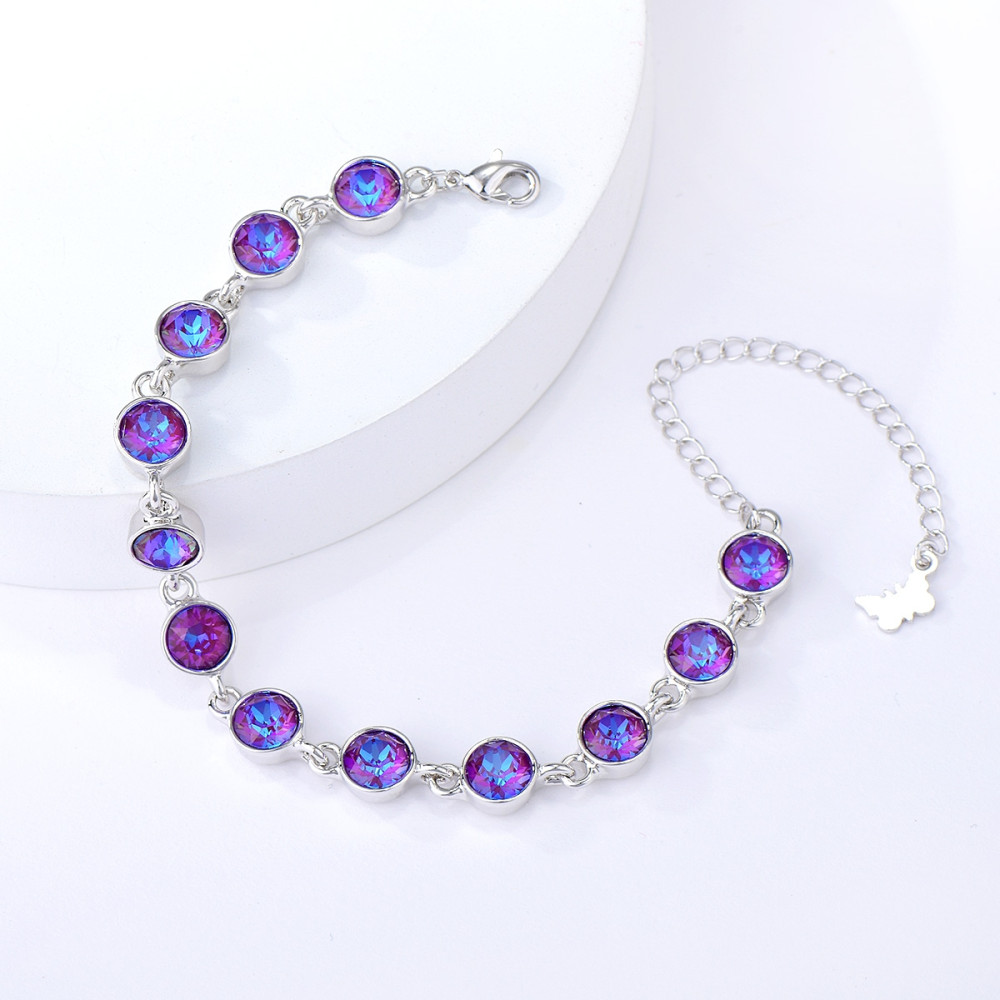 Image of Platinával bevont exkluzív karkötő liláskék Swarovski kristályokkal (0496.)