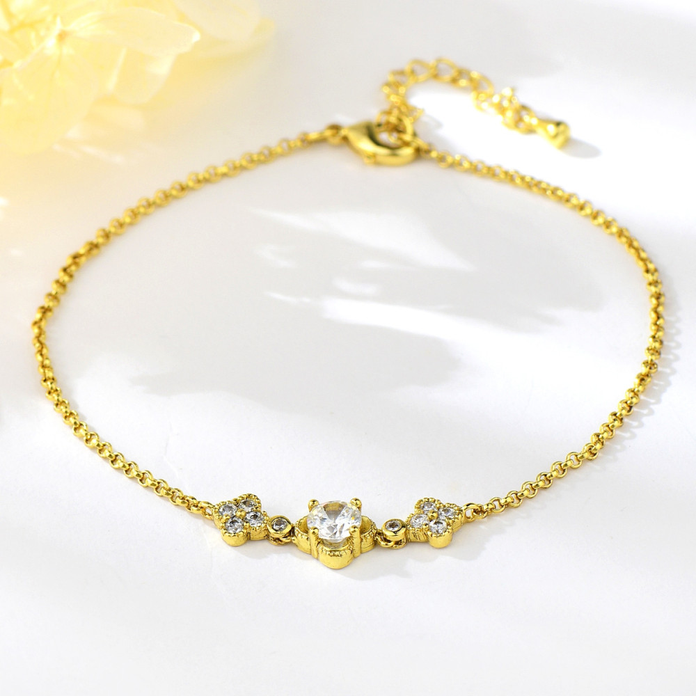 Image of Arannyal bevont áttetsző CZ kristályos karkötő (0606.)