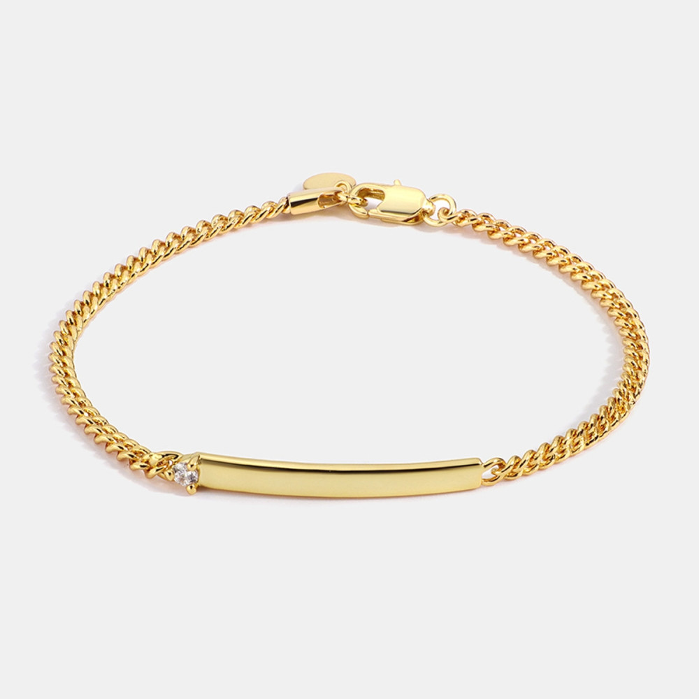 Image of Arannyal bevont elegáns kis méretű karkötő áttetsző CZ kristállyal (0594.)